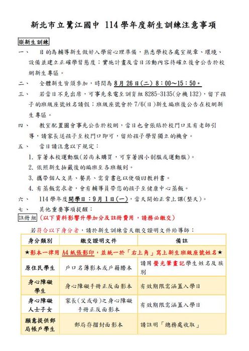 114新生訓練注意事項P1圖片