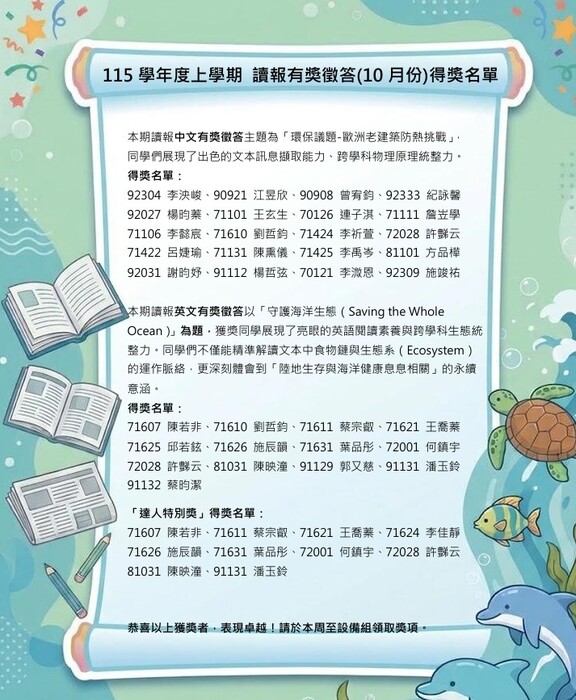 115上10月份得獎名單